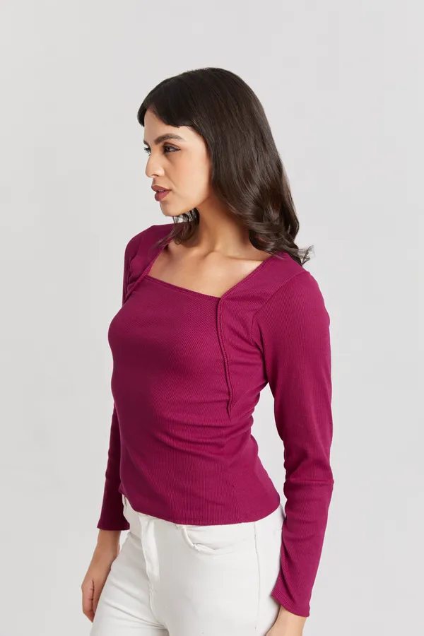 Square_Neck_Full_Sleeves_Ribbed__Fitted_Top