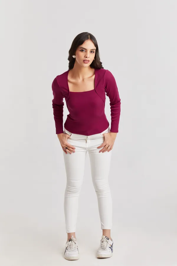 Square_Neck_Full_Sleeves_Ribbed__Fitted_Top