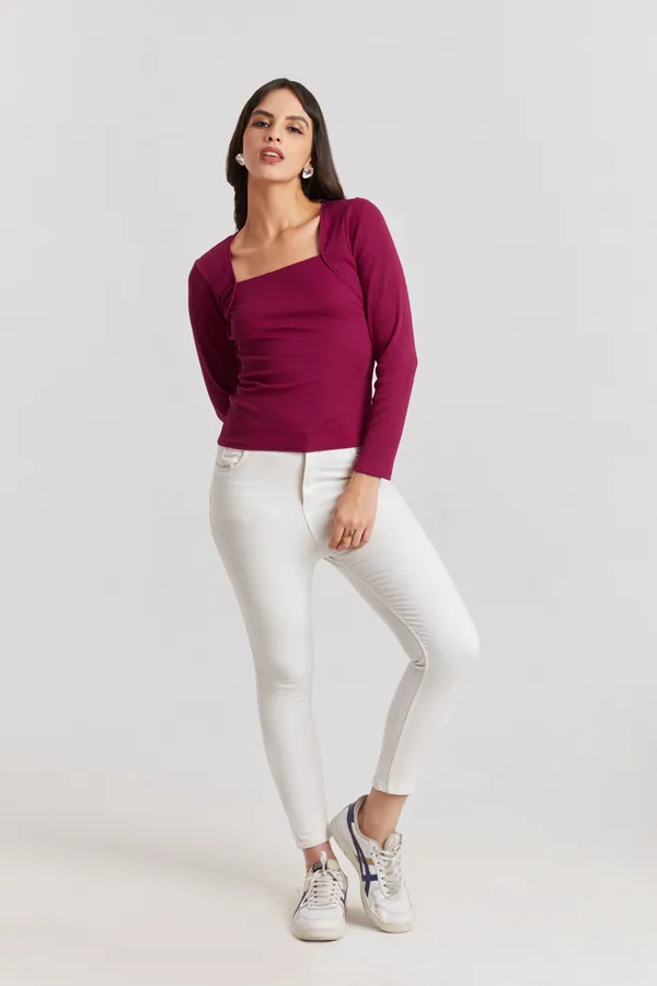 Square_Neck_Full_Sleeves_Ribbed__Fitted_Top