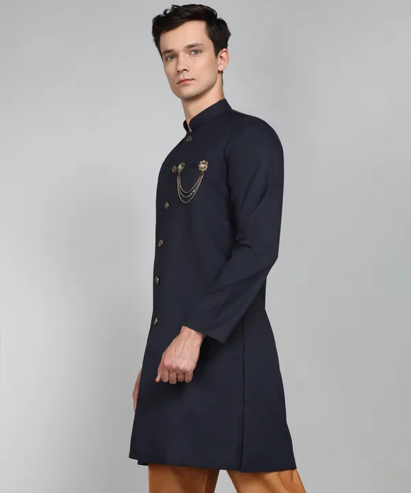 Solid_Navy_Blue_Cotton_Blend_Nawabi_With_Paijama