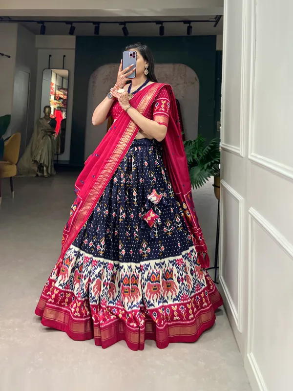 Navy_Blue_Premium_&_Elegant_Dola_Silk_Lehenga_Choli_For_Women