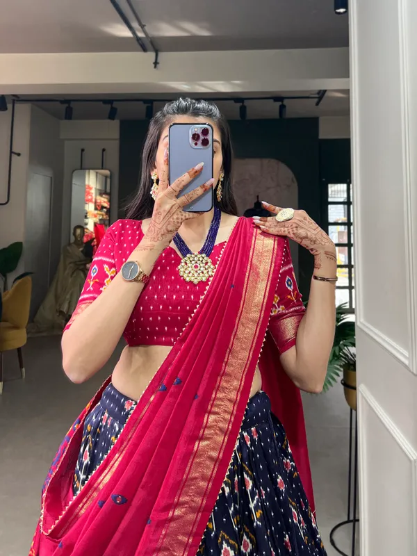 Navy_Blue_Premium_&_Elegant_Dola_Silk_Lehenga_Choli_For_Women