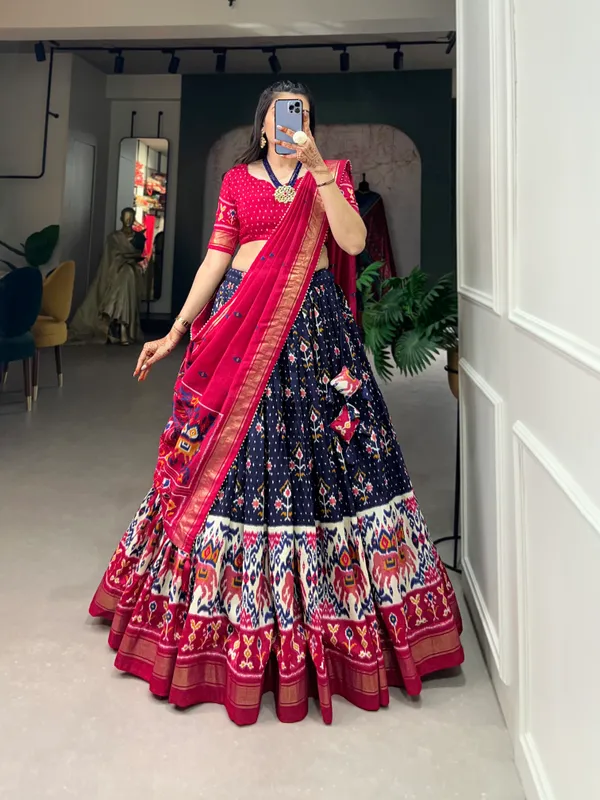 Navy_Blue_Premium_&_Elegant_Dola_Silk_Lehenga_Choli_For_Women