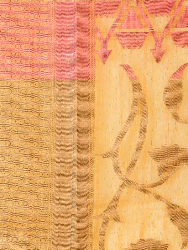 Yellow_Cotton_Blend_Banarasi_Sarees_For_Women