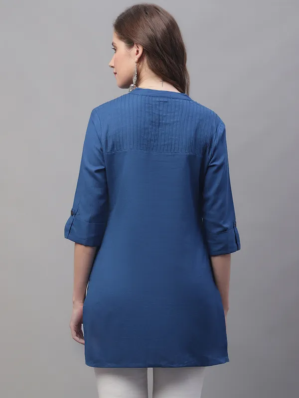 Blue_Cotton_Pintex_Work_Short_Kurti
