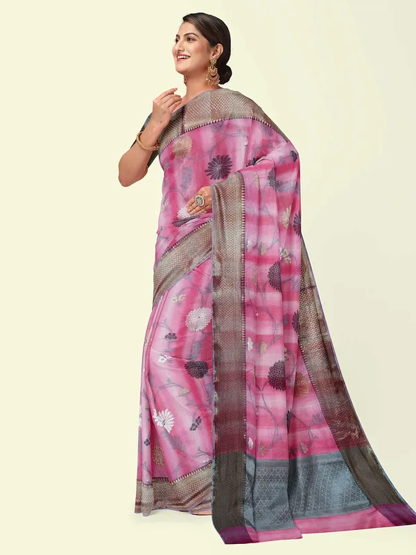 Pink_Matka_Silk/Silk_Blend_Banarasi_Sarees_For_Women