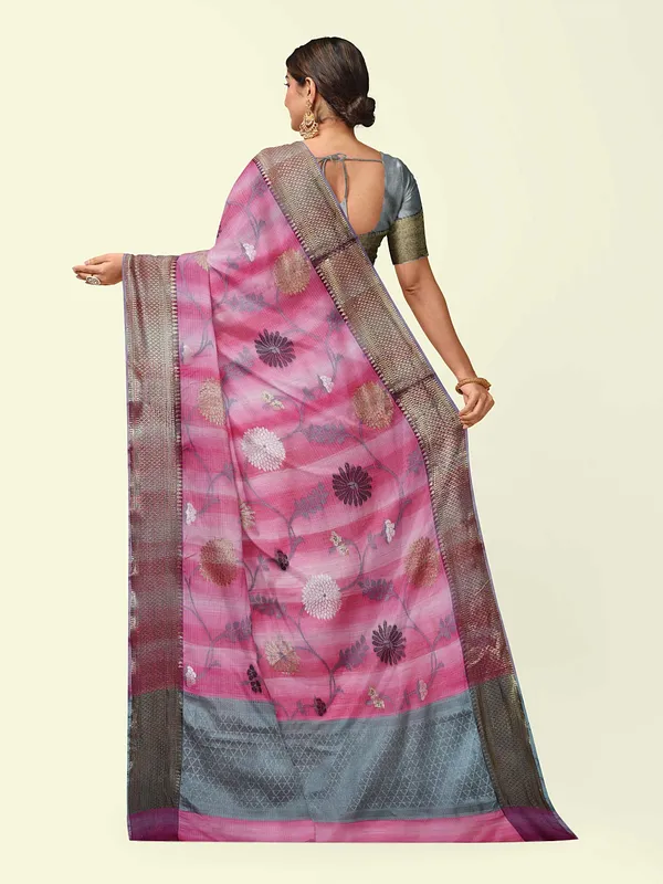 Pink_Matka_Silk/Silk_Blend_Banarasi_Sarees_For_Women