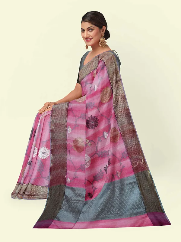 Pink_Matka_Silk/Silk_Blend_Banarasi_Sarees_For_Women