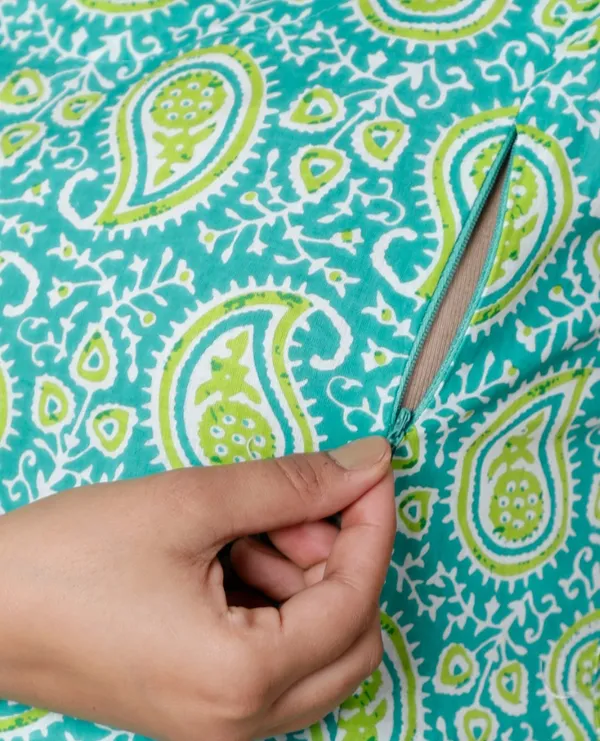 Jaipur_Print_Turquoise_Maternity_Wear_Cotton_Printed_Kaftan_with_Tie_Ups
