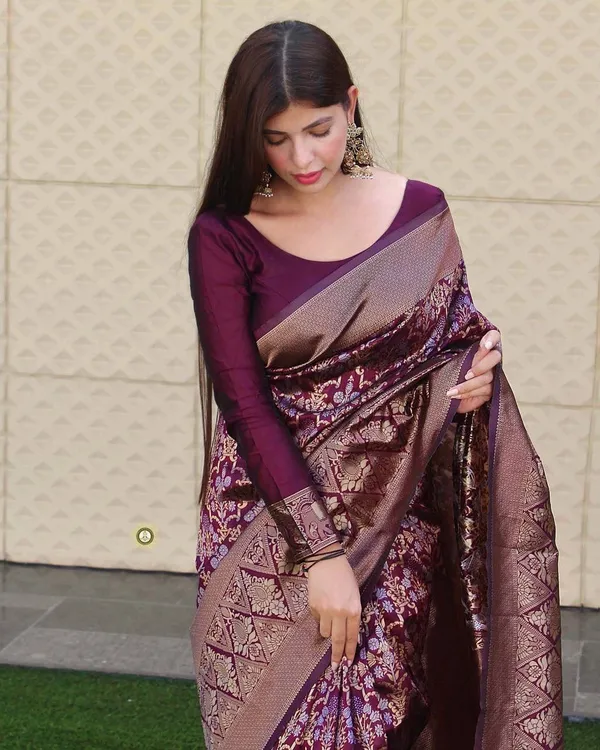 Pervas Women s Banarasi Silk Sarees With Blouse Piece Price in India Buy Pervas Women s Banarasi Silk Sarees With Blouse Piece online at undefined