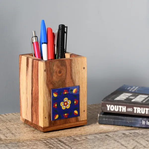 Multicolor_Natural_Wood_With_Ceramic_Tile_Pen_Stand,_Pencil_Holder_For_Office_Table_Decorationsize