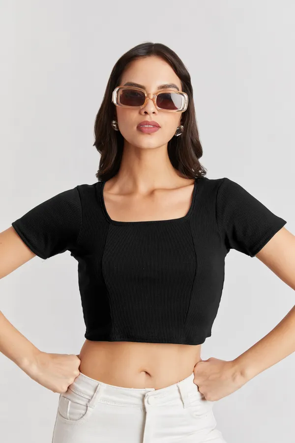 Square_Neckline_short_slive_Ribbed_Crop_Top