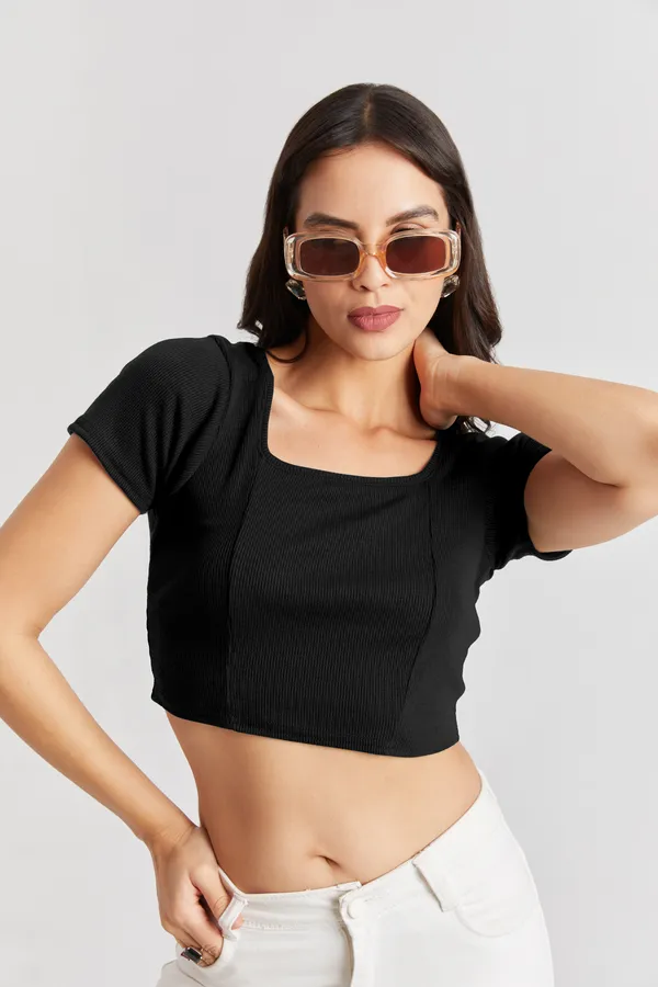 Square_Neckline_short_slive_Ribbed_Crop_Top