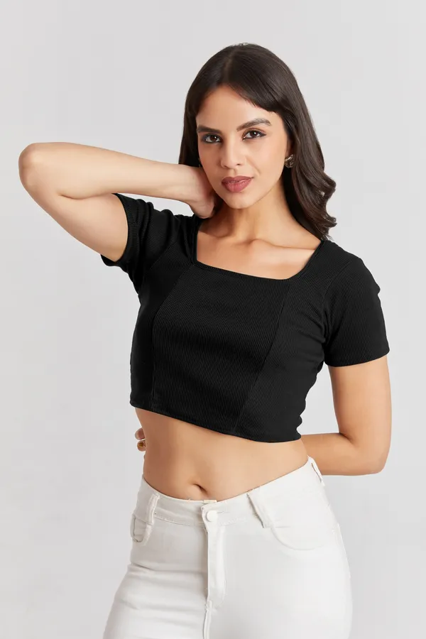 Square_Neckline_short_slive_Ribbed_Crop_Top