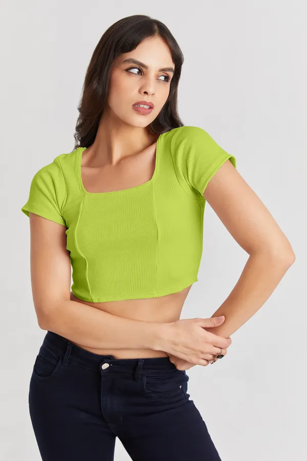 Square_Neckline_short_slive_Ribbed_Crop_Top