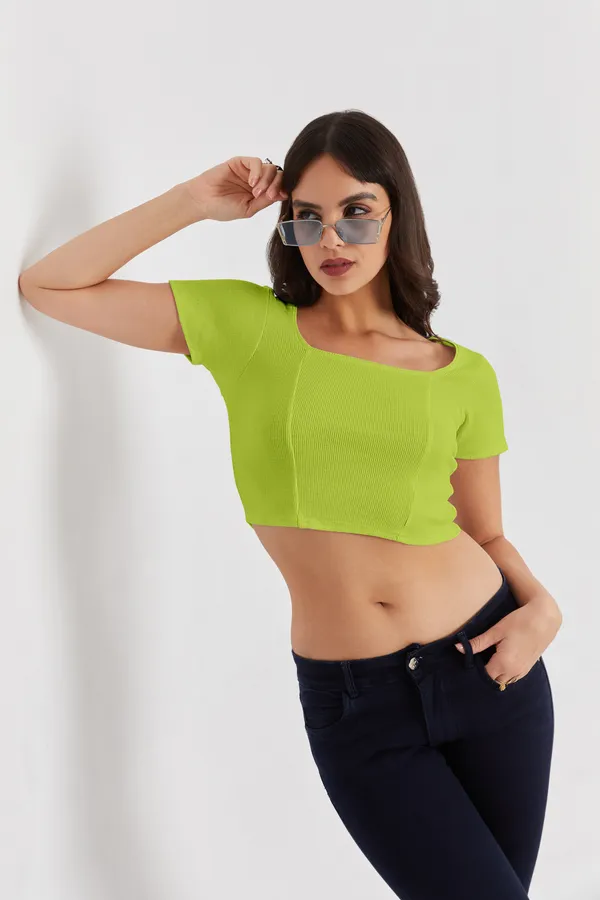 Square_Neckline_short_slive_Ribbed_Crop_Top