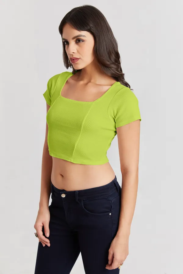 Square_Neckline_short_slive_Ribbed_Crop_Top