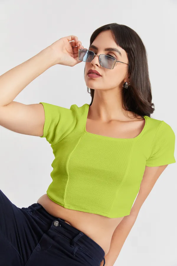 Square_Neckline_short_slive_Ribbed_Crop_Top