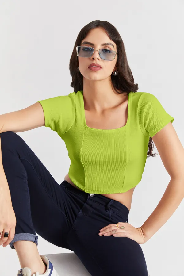 Square_Neckline_short_slive_Ribbed_Crop_Top