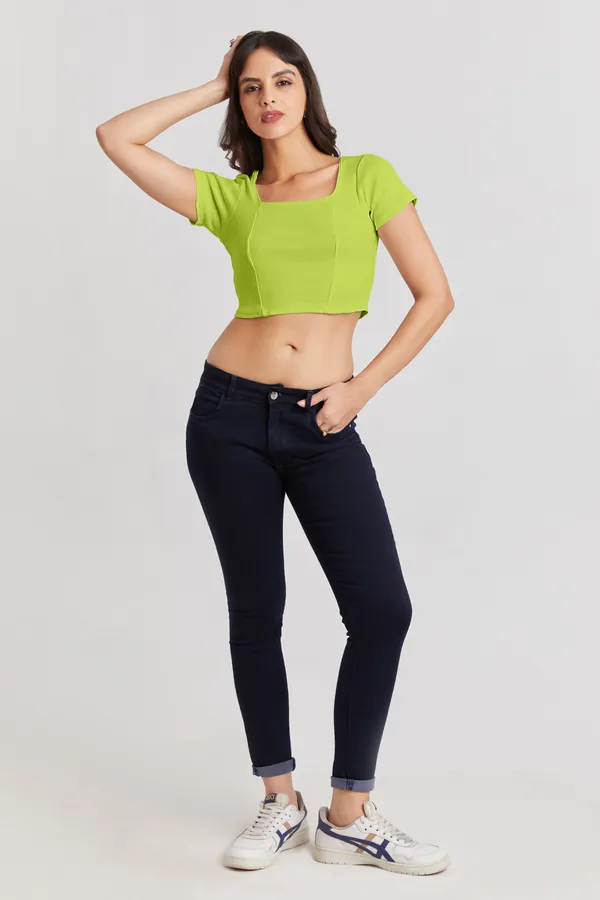 Square_Neckline_short_slive_Ribbed_Crop_Top