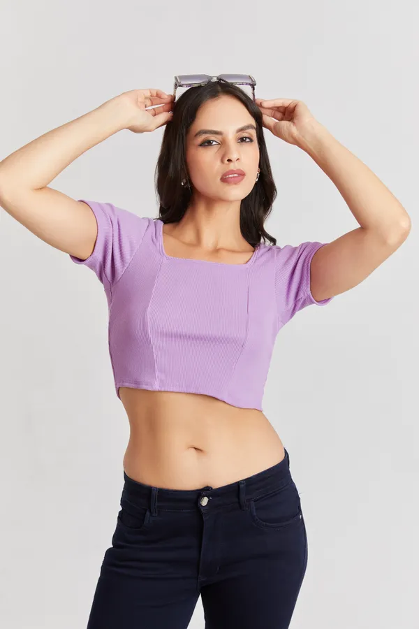 Square_Neckline_short_slive_Ribbed_Crop_Top