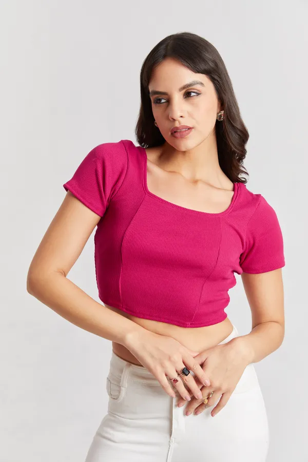 Square_Neckline_short_slive_Ribbed_Crop_Top