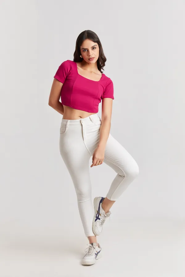Square_Neckline_short_slive_Ribbed_Crop_Top