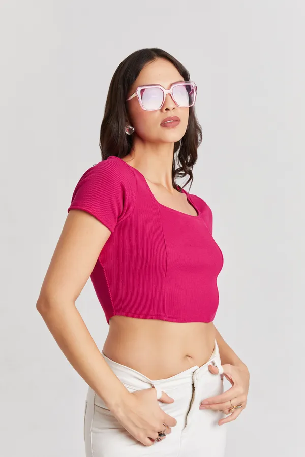 Square_Neckline_short_slive_Ribbed_Crop_Top