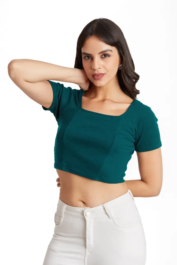 Square_Neckline_short_slive_Ribbed_Crop_Top