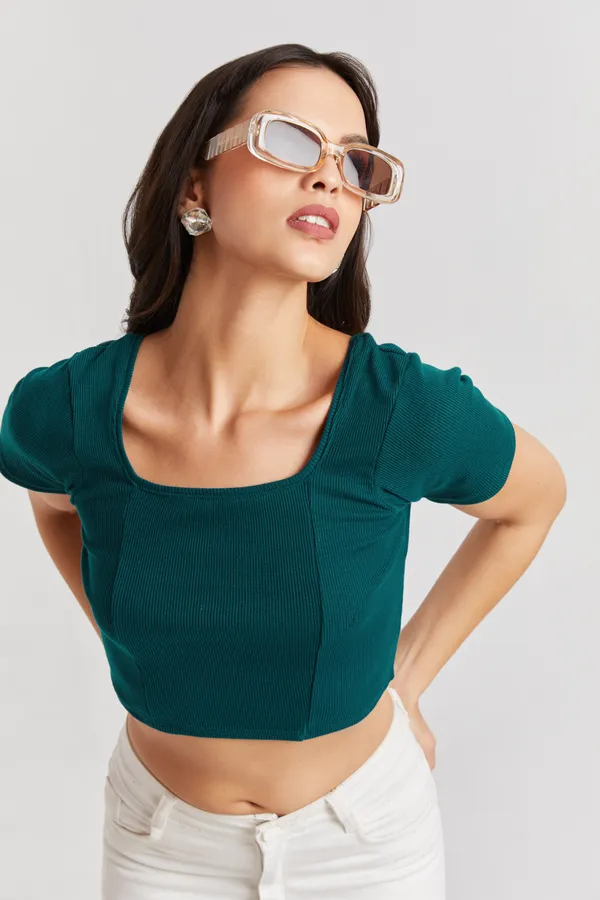 Square_Neckline_short_slive_Ribbed_Crop_Top