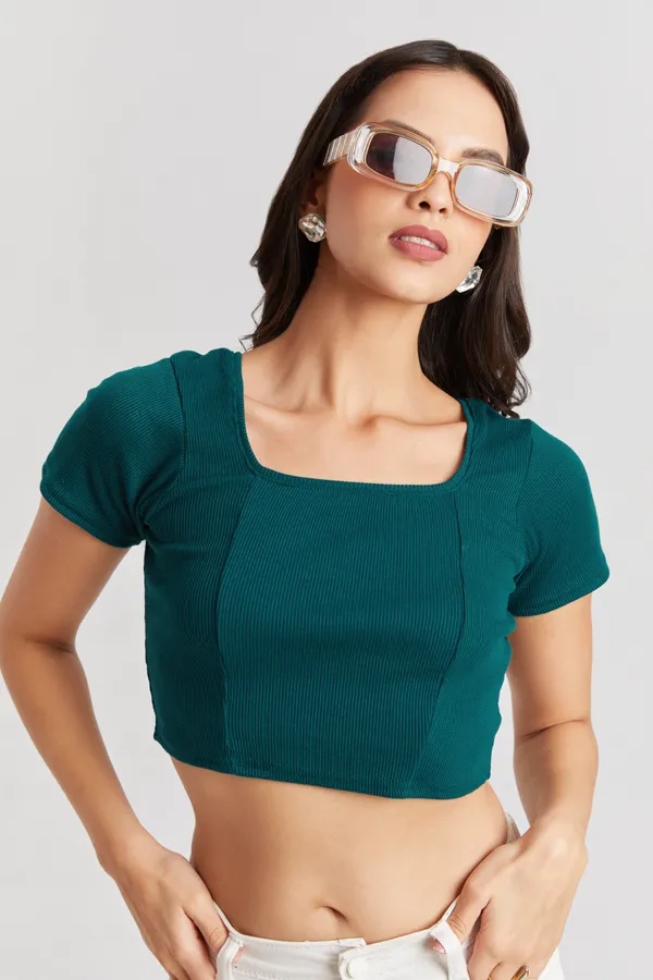 Square_Neckline_short_slive_Ribbed_Crop_Top