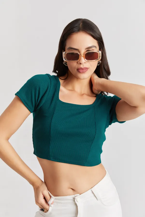 Square_Neckline_short_slive_Ribbed_Crop_Top