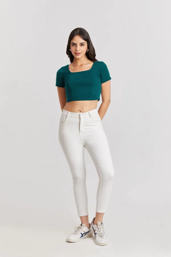 Square_Neckline_short_slive_Ribbed_Crop_Top