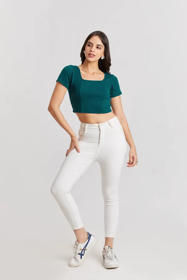 Square_Neckline_short_slive_Ribbed_Crop_Top