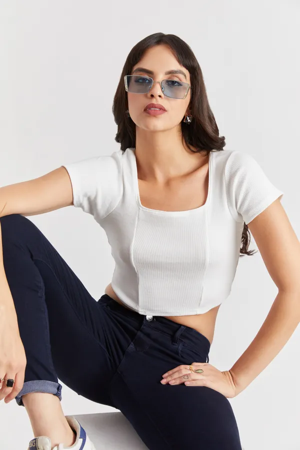 Square_Neckline_short_slive_Ribbed_Crop_Top