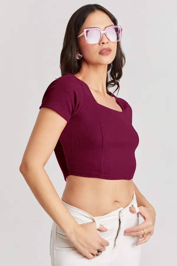 Square_Neckline_short_slive_Ribbed_Crop_Top
