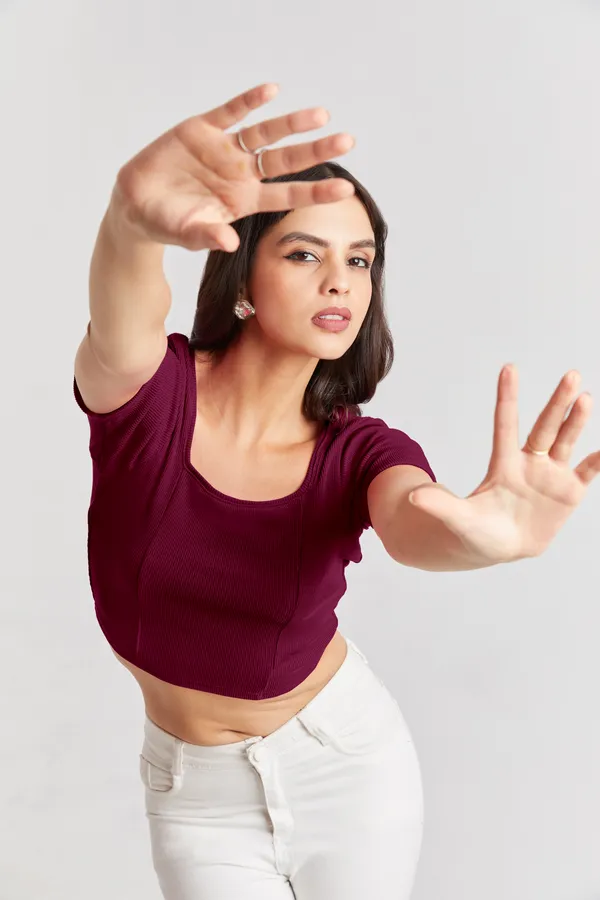 Square_Neckline_short_slive_Ribbed_Crop_Top