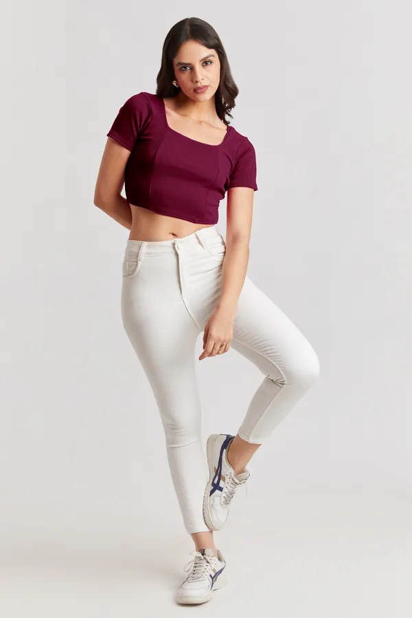 Square_Neckline_short_slive_Ribbed_Crop_Top