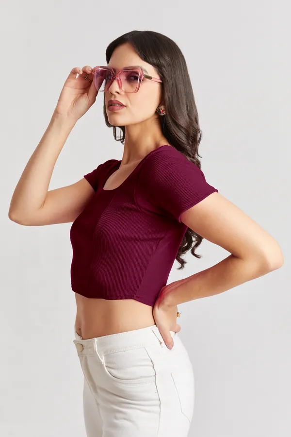 Square_Neckline_short_slive_Ribbed_Crop_Top