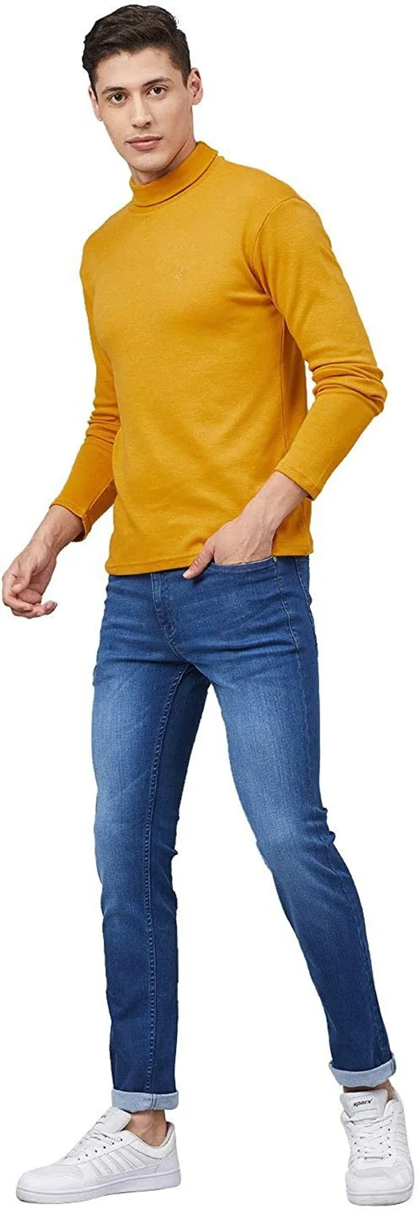 Solid_High_Neck_Casual_Men_Yellow_Sweater|_Fashion_Forward_&_Comfortable_Clothing_|