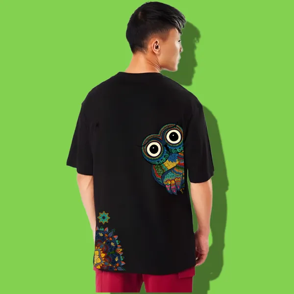 Black_Oversized_Printed_Half_Sleeve_Cotton_T-Shirt_For_Men