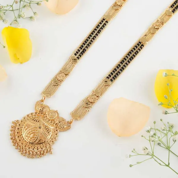 Combo_Of_3_Pcs_Ethnic_Traditional_One_Gram_Gold_Glorious_Maharashtrian_Style_Long_Chain_Black_Beads_30_Inch_And_18_Inch_Short