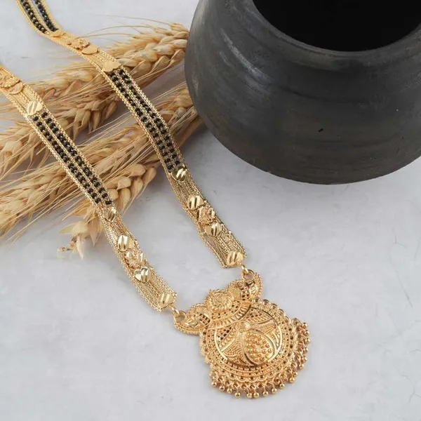 Combo_Of_3_Pcs_Ethnic_Traditional_One_Gram_Gold_Glorious_Maharashtrian_Style_Long_Chain_Black_Beads_30_Inch_And_18_Inch_Short