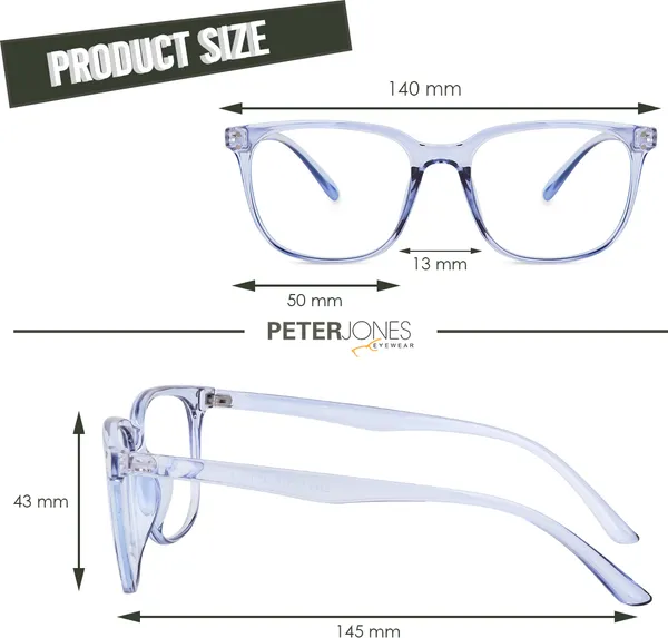 Transparent,Blue_Full_Rim_Square_Frame_(53_Mm)_-_For_Unisex