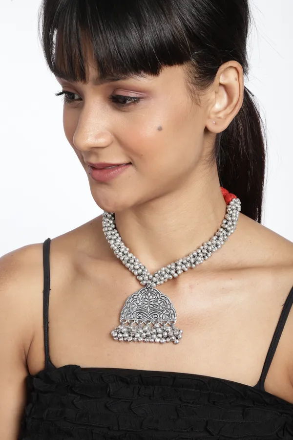 Silver-Plated__Red_Ghunghuru_Tribal_Necklace
