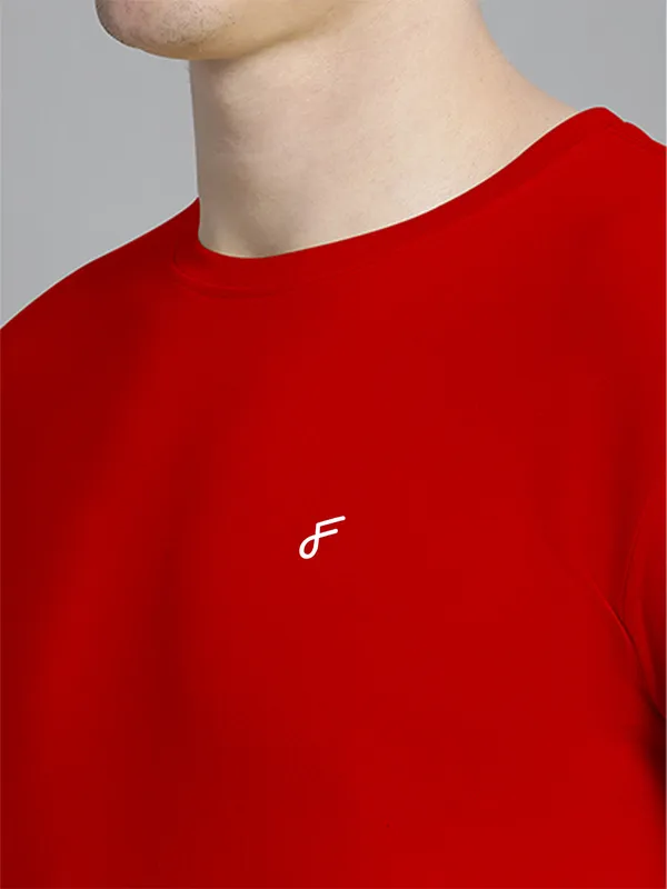 Red_Cotton_Round_Neck_Short_Sleeves_T-Shirt_For_Men