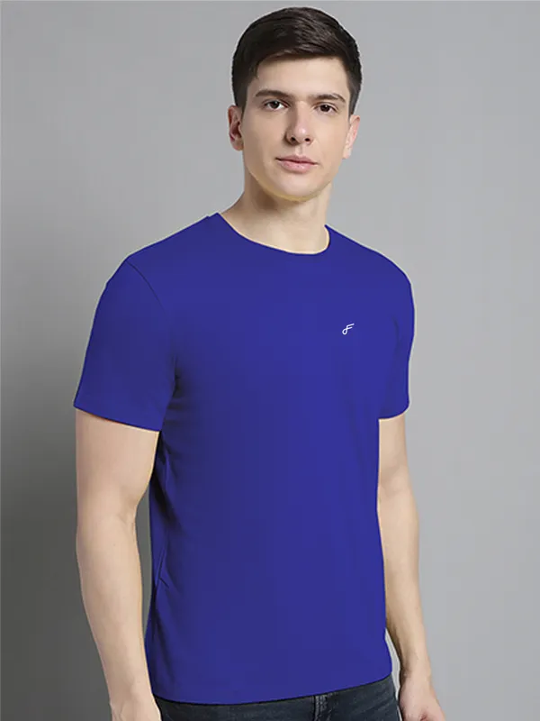 Blue_Cotton_Round_Neck_Short_Sleeves_T-Shirt_For_Men