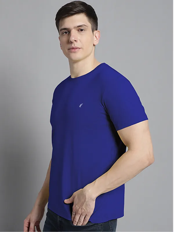 Blue_Cotton_Round_Neck_Short_Sleeves_T-Shirt_For_Men