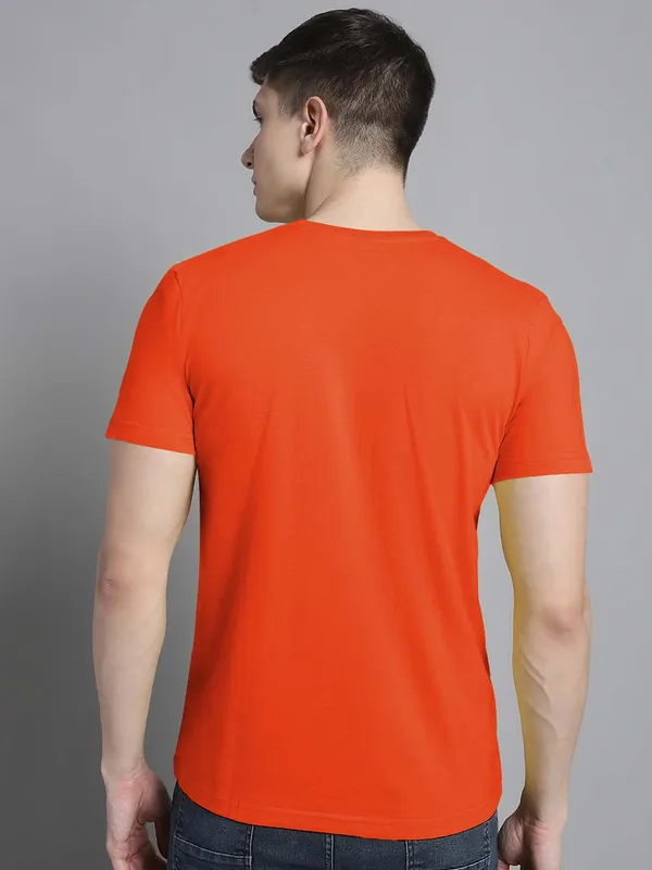Orange_Cotton_Round_Neck_Short_Sleeves_T-Shirt_For_Men