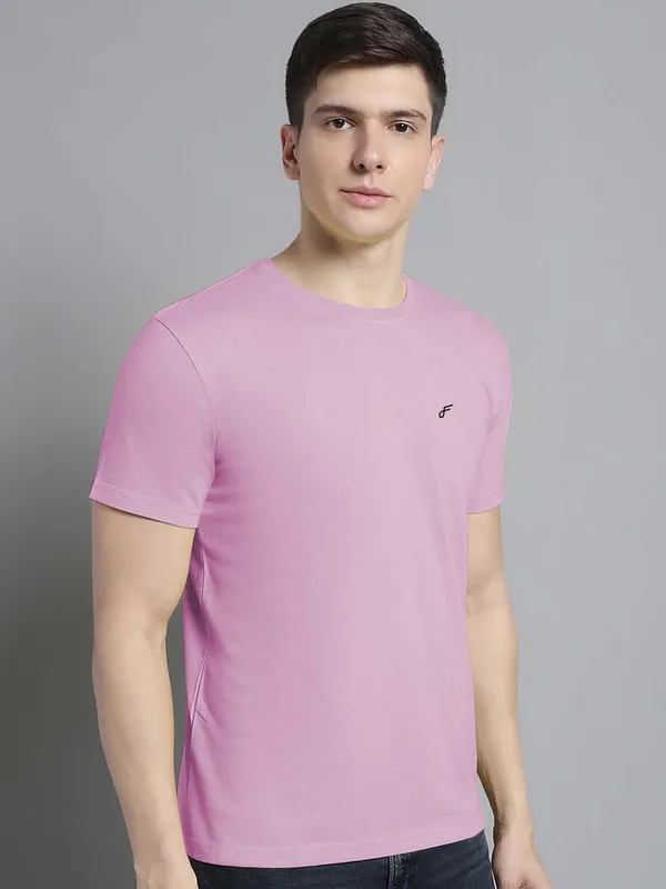 Purple_Cotton_Round_Neck_Short_Sleeves_T-Shirt_For_Men